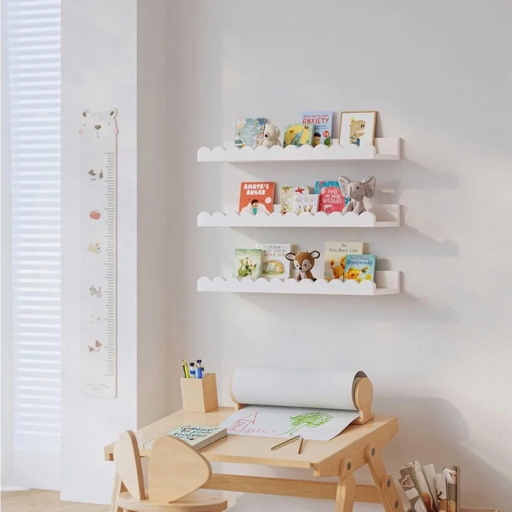 Scalloped Shelves, Nursery Book Shelves, Floating Book Shelves for Wall